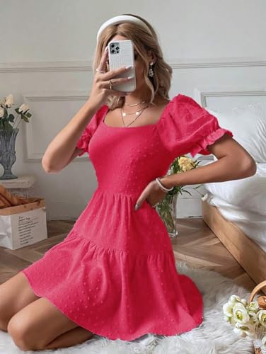 Image of Narecte Summer Dresses for Women 2026,Tie Backless Swiss Dot Mini Dress,Ruffle Hem Flowy Casual Dresses