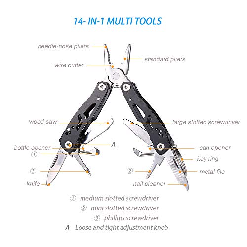 MINI Multitool Pliers, Birthday Christmas Gifts for Men Boyfriend Dad Husband Women, Pocket Knife 14-In-1, Rugged and Practical Portable Computer and Bike Gadgets, Black Camping and Survival Tools - Image 4