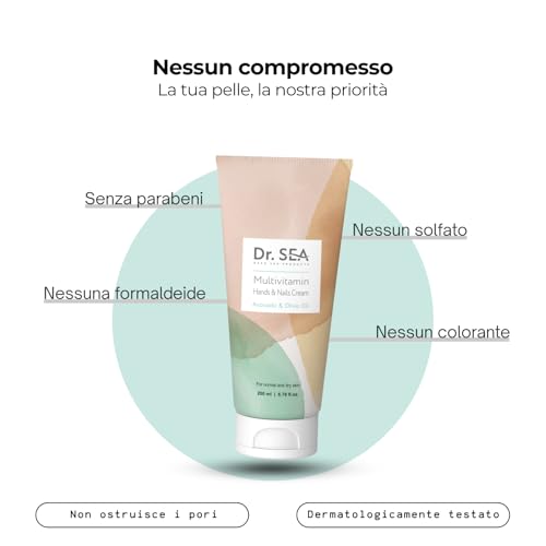 Dr. Sea - Crema Mani & Unghie Multivitaminica Con Olio D’Oliva & Avocado - Idratante, Nutriente & Fortificante - Pelle Morbida & Protetta - 200 Ml - 4