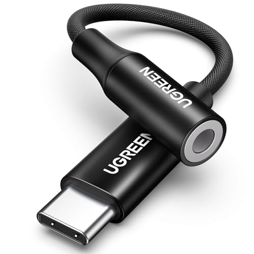 UGREEN USB C Klinke Adapter Aux USB C auf 3.5mm Kopfhörer Adapter mit DAC Chip kompatibel mit iphone15/15pro/15plus/15pro max, Galaxy S 24 Serie, iPad, P60/50/40/Mate 30 (Schwarz)