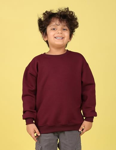 Image of Nusyl Boy's Black Solid Crew /Round Neck Sweatshirt |Skin Friendly Full Sleeve Sweatshirt|Drop Shoulder Oversized Sweatshirt | Round Neck Sweatshirt Oversized Fit Long Sleeves |
