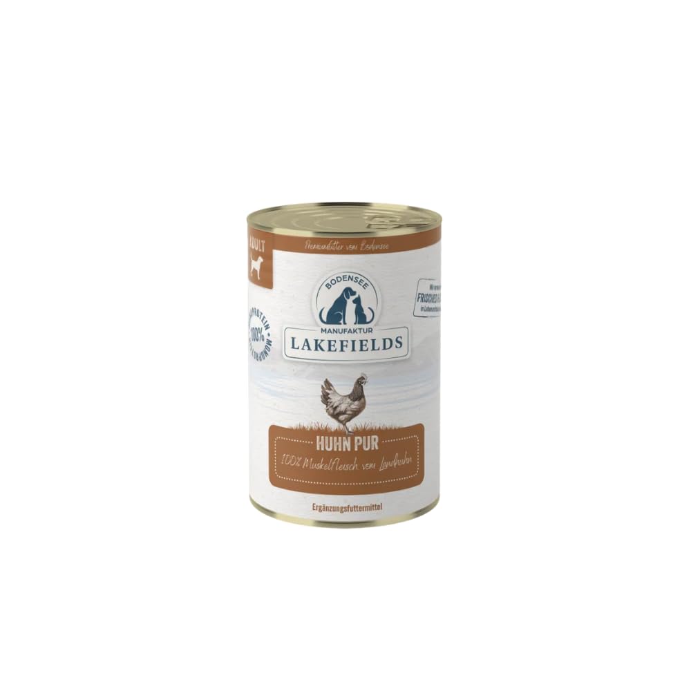 Lakefields Huhn Pur | 12 x 400 g | Ergänzungsfuttermittel für Hunde | Barf-Alternative oder Ergänzung