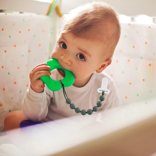 Image of 6-Pack Silicone Pacifier Clips for Babies, Safe Teething Beads, Rust-Free Holders, Baby Boy and Girl Essentials, Newborn Must-Have Accessories