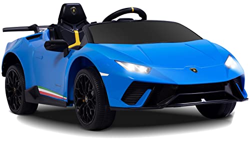 OTTARO Compatible with Ride on Lamborghini Car for Kids, 12 V Electric Car Vehicles Toys for Kids Toddler with Remote Control, Wheels Suspension,Music, LED Lights, Engine Sounds, Horn, Blue