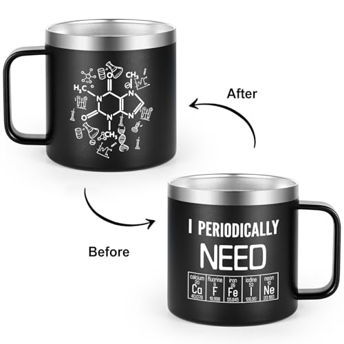 LiqCool Chemistry Gifts, 14 Oz Caffeine Mug, Biology Gifts for Christmas Birthday, Science Teacher Gifts for Adults Chemist Professor Chemistry Lovers, Nerd gifts for Men Women Caffeine Lover (Black) - Image 3