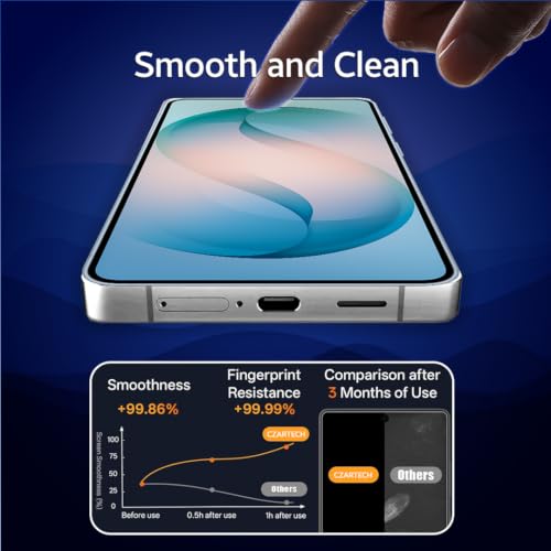 Image of Czartech Quik-Fix Tempered Glass Screen Protector for Samsung Galaxy S26 | Edge to Edge 9H Screen Guard with Self Application Tool | Bubble Free | Scratch Guard | Fingerprint Supported