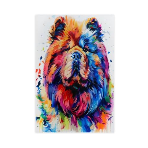 Poster coloré Chow Chow toile cadeau idéal amoureux des chiens 40x61cm
