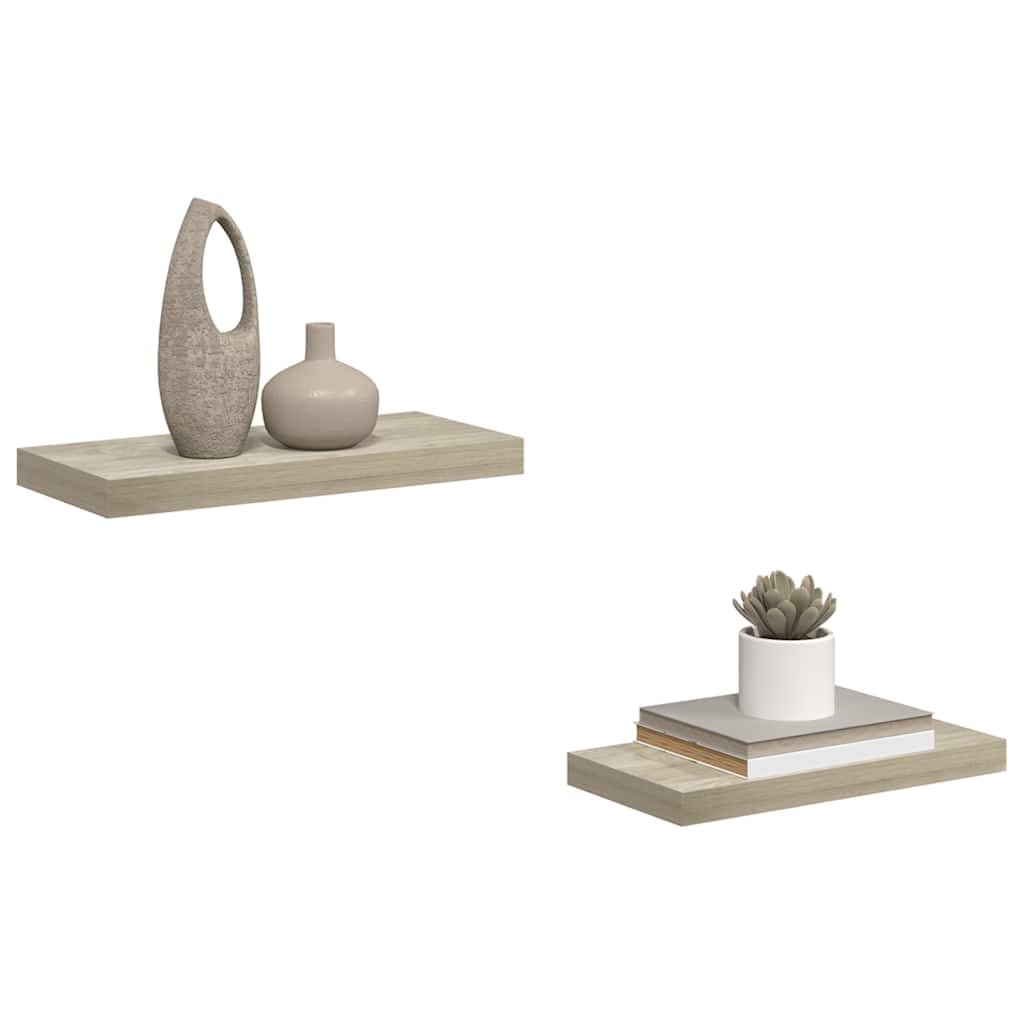 Juego de 2 estantes de pared flotantes de roble, 50 x 23 x 3,8 cm, marco metálico de madera de panal con soporte invisible, para sala de estar y dormitorio, estantes decorativos de pared