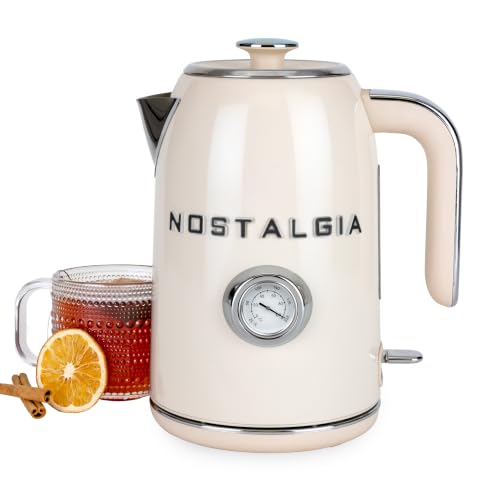 Nostalgia Retro Electric Kettle,1.7L Enamel-Coated Stainless Steel - Cream - image 1