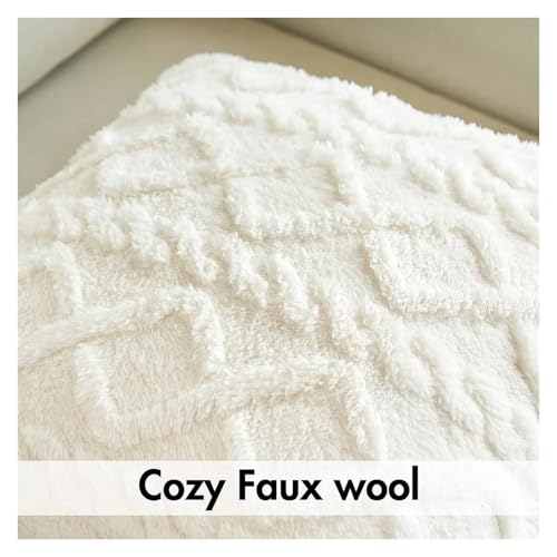 Housse de coussin unie blanche en polyester résistant avec fermeture invisible