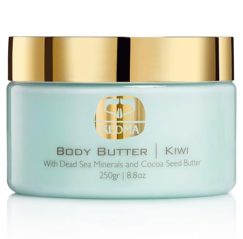 KEDMA Kiwi Body Butter – Nourishing Dead Sea Minerals Body Cream with Cocoa Butter, Rice Bran Oil & Vitamin E – Hydrating Moisturizer for Dry Skin - 8.8 oz