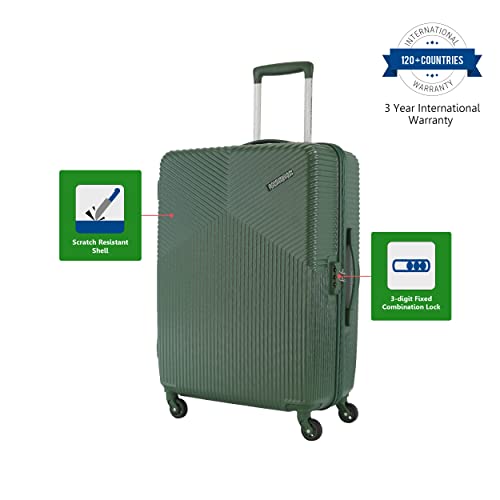 Image of American Tourister Georgia 55 Cms Small Cabin Polycarbonate Hardshell-Sided 4 Spinner Wheels Luggage /Suitcase /Inline Trolley Bag (Forest Green)