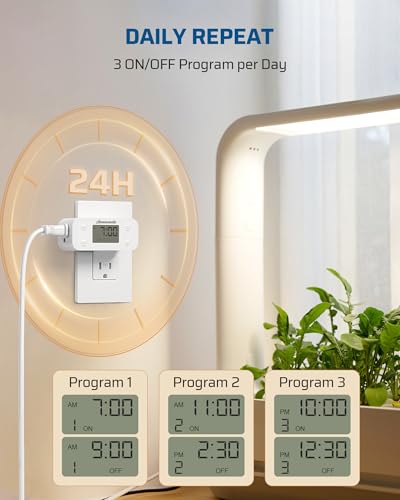 DEWENWILS Indoor 24 Hour Programmable Digital Timer Outlet, 1 Outlet,2 Pack - Image 2