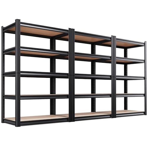 Image of 3-Pack Heavy Duty Garage Shelving for Whole Home, Warehouse & Workshop Organization, 71 inch H x 35 inch W x 15.7 inch D Adjustable 5-Tier Metal Storage Rack for Tools, Storage Bins & Bulk Items