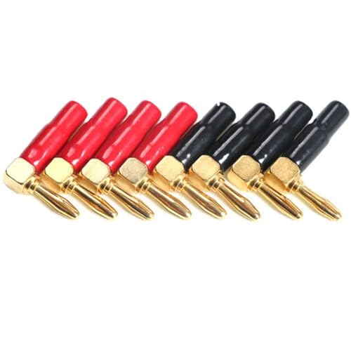 Conectores tipo banana de 4mm para cable de altavoz con ángulo recto de 24K 7