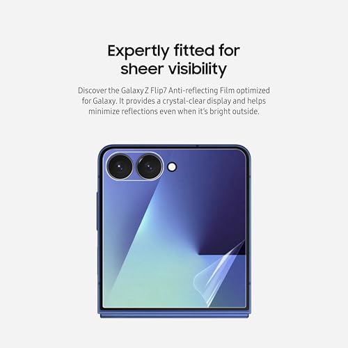 Image of Samsung Galaxy Z Flip7 Anti-Reflecting Film, Phone Screen Protector, Anti-Scratch, Dust, and Fingerprint Shield, Anti-Glare, High Touch Sensitivity, US Version, Transparent