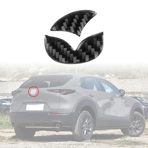 Image of Bilisin Compatible with Rear Tailgate Insert Emblem Logo Carbon Fiber Emblem Badge Decal Cover Trim with Strong Adhesive for Mazda CX-3 2018-2024 Black