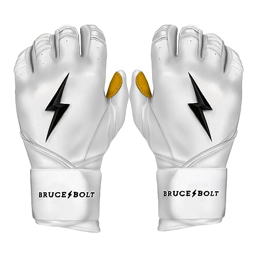 BRUCE BOLT Original Series Long Cuff White Batting Glove - White Youth Small