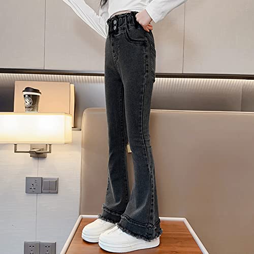 Girls Denim Leggings Bell Bottom Jeans Cute Flare Jeans Cute Raw Hem Slim Pants Casual Trendy Long Pants Teen Trouser2