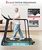 Redliro Walking Treadmill with Long Handrail for Balance, Recovery Fitness Exercise Machine Foldable for Home use with Holder for Phone & Cup,LCD Display, 300 lbs Capacity