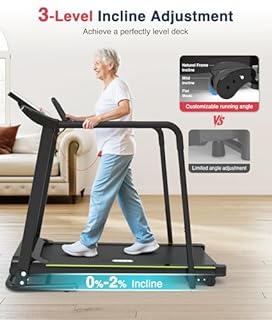 Redliro Walking Treadmill with Long Handrail for Balance, Recovery Fitness Exercise Machine Foldable for Home use with Holder for Phone & Cup,LCD Display, 300 lbs Capacity