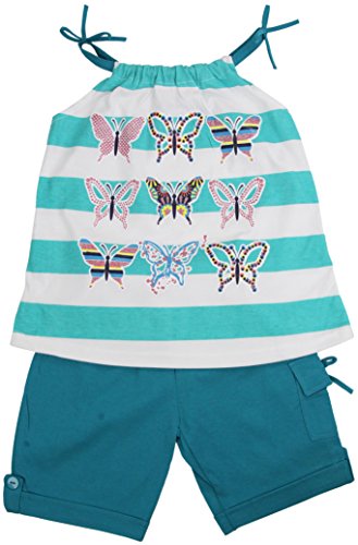 Image of ToBeInStyle Girl's Two Piece Summer Set Cute Tee Top and Matching Shorts Adorable Outfit