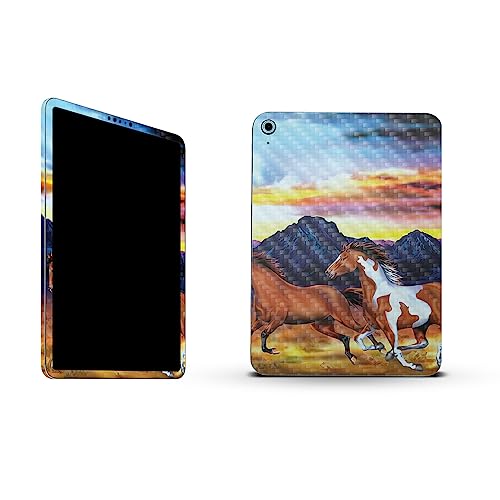 Image of MightySkins Carbon Fiber Skin Compatible with Apple iPad 10.9 inch 10th Gen (2022) Full Wrap Kit - Wild Horses | Protective, Durable Textured Carbon Fiber Finish | Easy to Apply | Made in The USA