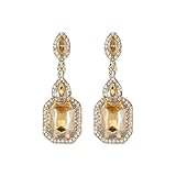 BriLove Women's Wedding Bridal Crystal Emerald Cut Infinity Figure 8 Chandelier Dangle Earrings