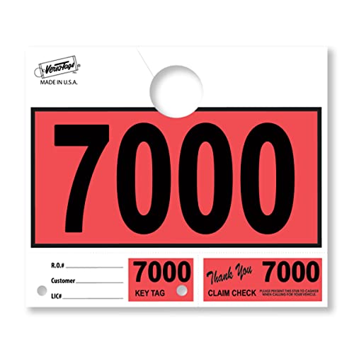 Versa-Tags Red 3-Part Dispatch Hang Tags, 1000 Count, 7000-7999