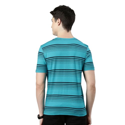 Image of F A S O Men's T-Shirt - Super Soft Combed Cotton Rich Fabric Sporty Striped Design Customized Comfort Fit