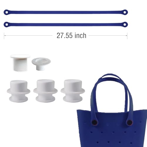 Replacement Straps with 4 Screw Buttons for Original L/XL Bogg Bag, Replacement Handles for Rubber Beach Bag, EVA Bag Strap Replacement, Bogg Beach Bag Repair Kit (Navy)2