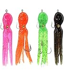 4PCS Fishing Lures, Fishing Bait Octopus Skirt Swimbait Trolling Green for Bass Rockfish