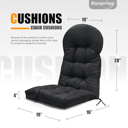 Patio Chair Cushions High Back Thicked Chair Pad Adirondack Chair Cushion, Waterproof and Fade-Resistant Patio Chairs Cushion Throw Rocking Chair Cushions Outdoor and Indoor,43in*20in (Black)