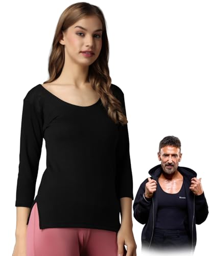Image of Wearslim Women's Winter Warmer Thermal Vest 3 /4 Sleeves Ultra Soft Scoop Neck Winter Inner Wear Top Johns Underwear