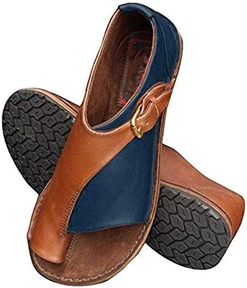 Women Comfy Platform Sandal Shoes Summer Beach Travel Shoes Stylish Clip Toe Flip Flops Peep Toe Flat Shoes Blue 8 M US