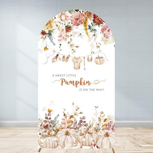 Autumn Baby Shower Arch Backdroop Cover 7.2ft A Sweet Little Pump...