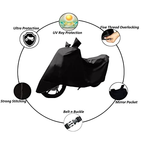 Image of Auto Hub Waterproof Scooty Cover Compatible with Activa 125 Dustproof, UV Protection Two Wheeler Scooty Activa 125 Cover - Zed Black