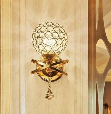 Image of Luxury LED Wall Light for Living Room & Bedroom | Crystal Spiral Design with Gold Flakes | Modern Decorative Wall Lamp for Home, Hallway & Staircase
