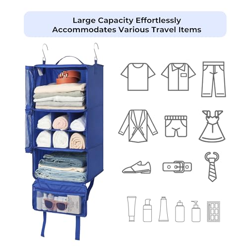 GRANNY SAYS Compression Packing Cubes for Travel, Extra Large Hanging Luggage Organizer, 3-Shelf Foldable Hanging Travel Shelves with 2 Hooks and Window, Packing Cubes for Carry on Suitcase Organizer3