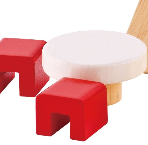 Hape Holz Kinderzimmer Möbel | Detailgetreues Kinderzimmer Puppenhaus Möbelset Inklusive Stockbett, Tisch, Stühle Und Rakete – Bild 6