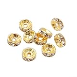 50 Stück 6 mm für lose Kristallperlen für DIY Schmuck Handwerk und persönliche Projekte (Gold)