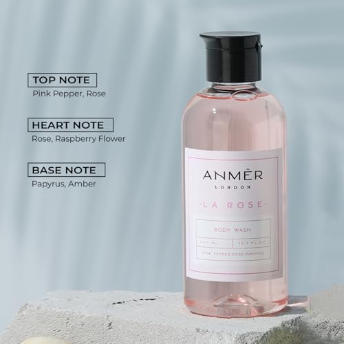 Image of La Rose Luxury Body Wash, Rose Raspberry Pink Pepper, 300ml | For Men & Women, Moisturizing with Natural Oils, Glycerin, Sea Buckthorn & Macadamia Oil, Hydrating & Deep Cleansing
