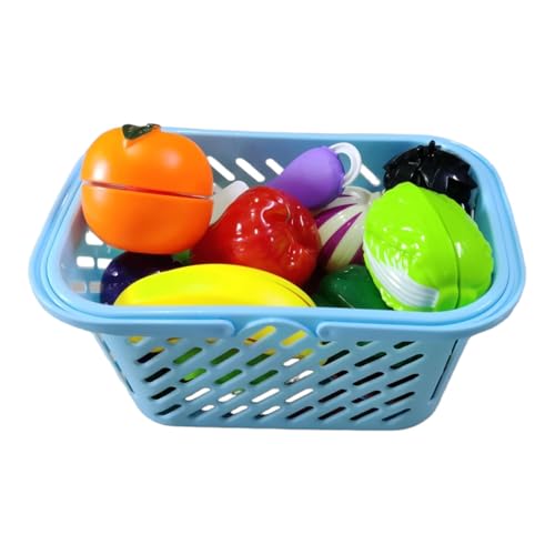 Image of EUPHORIA Realistic Sliceable Cutting Pretend Play Kitchen Set, Play Food Set, Fruit & Vegetable Toys, Chopping Board with Knife & Basket (17 Pieces)