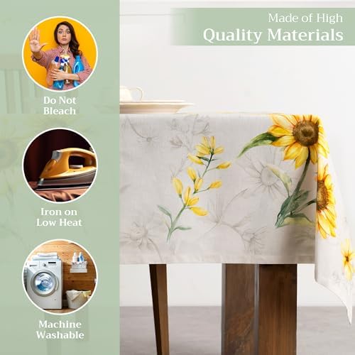 Maison d' Hermine Table Cloth Square Table 100% Cotton 54 x 54 Inches Tablecloth Reusable Decorative for Dining Kitchen Room Farmhouse Party Home Hotel Restaurant Spring Summer - Candice - 2