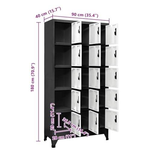 Armoire de rangement en acier durable finition anthracite et blanc - 3