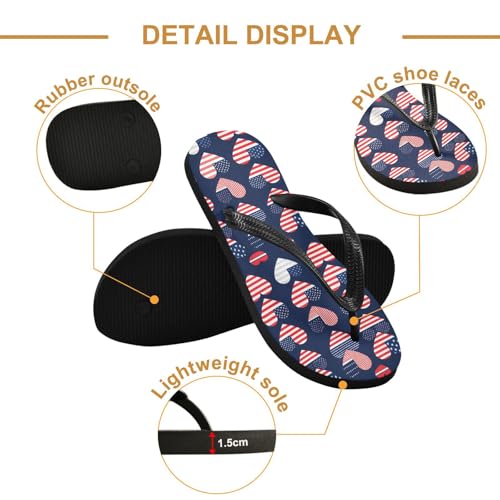 Patriotic Red Blue Heart Flip Flop Beach Summer Casual Sandal for Women & Men Shower Shoes 208620182