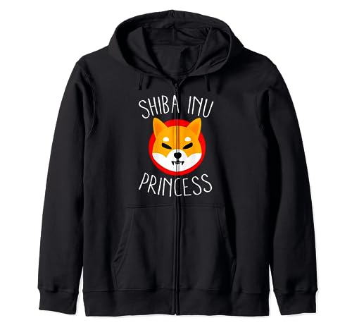 Shiba Inu Princess Funny Shib Coin Cryptocurrency Blockchain Zip Hoodie, Black