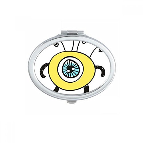 Miroir compact jaune alien cyclope ovale portable de maquillage