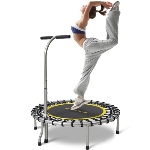 Image of SkyBound Boogie Bounce Elite Foldable Mini Trampoline Fitness Rebounder with Adjustable T-Bar Handle - Exercise Trampoline for Adult - Fitness Trampoline for Workout Trainer