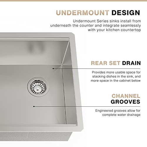 27-Inch Undermount Kitchen Sink Workstation Sink, 27X19 18 Gauge Stainless Steel Sink, High-End Handmade Single Bowl Kitchen Sinks With Accessories #TOP7